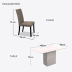 Jadore Smoke 6s Marble Table Dining Set | 65-24