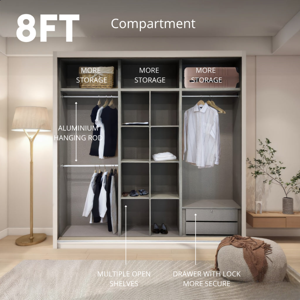 Diamond 8/6x8ft Anti Jump Sliding Doors Wardrobe | 131-21
