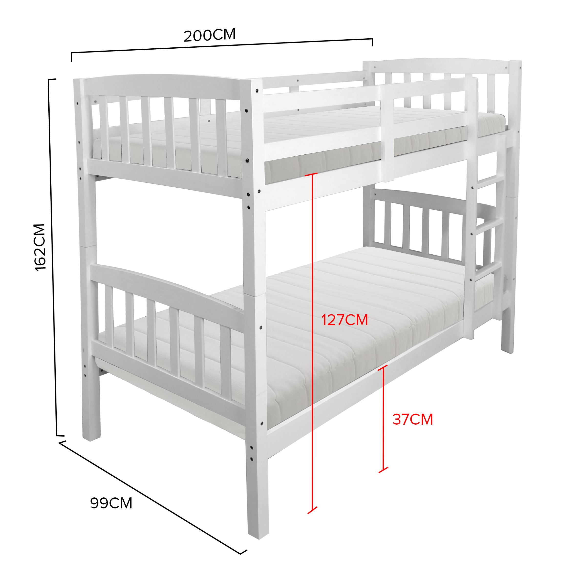 Ze Rubix Bunk Bed Bedframe FREE 2 Mattreses | 126-5005